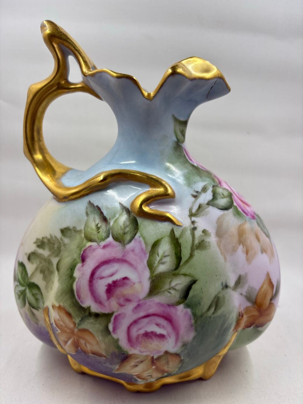 Antique Nippon Hand Painted Roses Decoravtive Vase/Pitcher